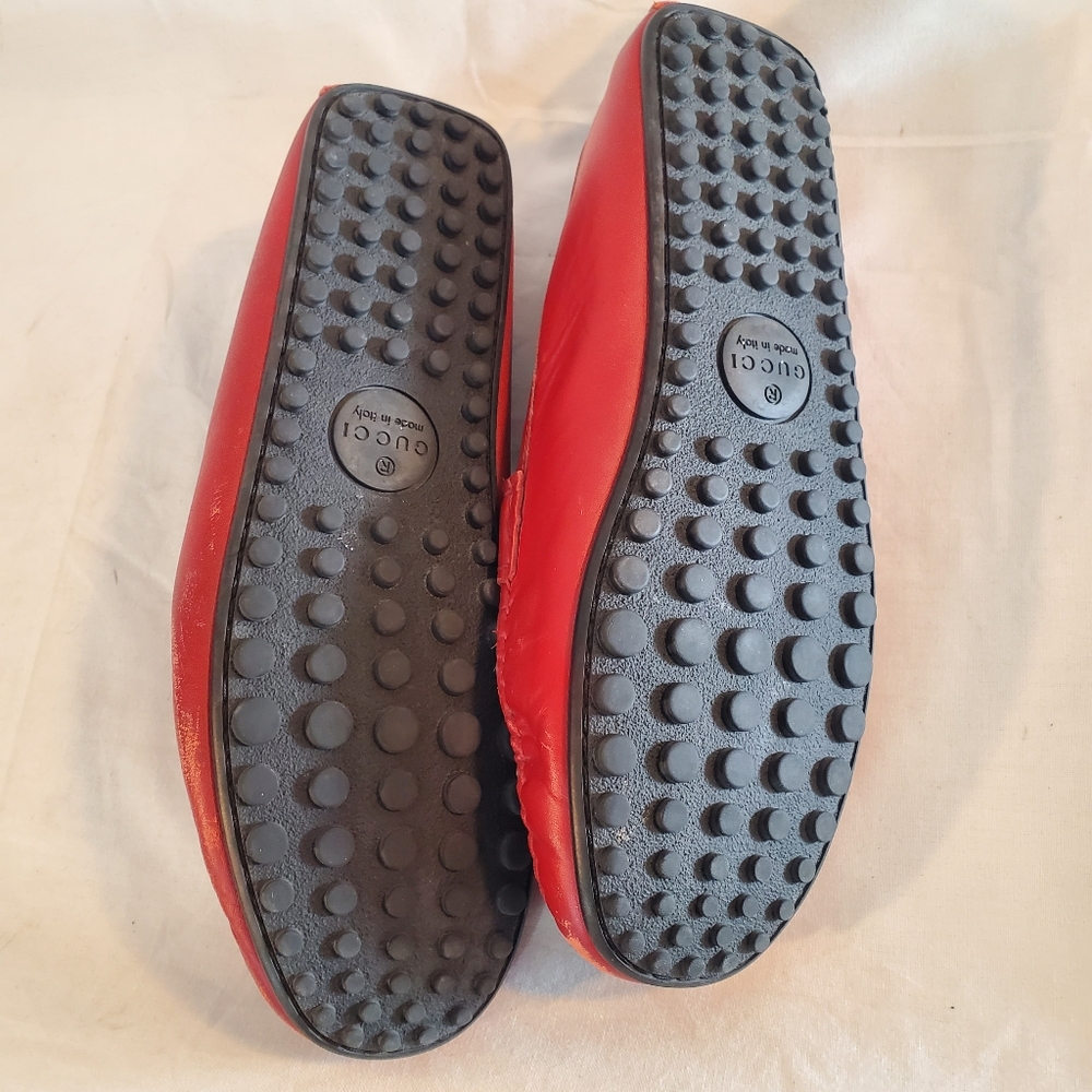 Gucci Men's Size 9 Red Leather Penny Loafers - Picture 5 of 11